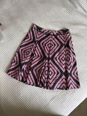 Tory Burch Pink Pleated A-line Diamond Navy Blue Skirt A-line Tag Size 8